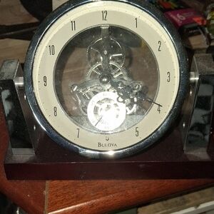 Bulova Chrome and Black Mantel Clock